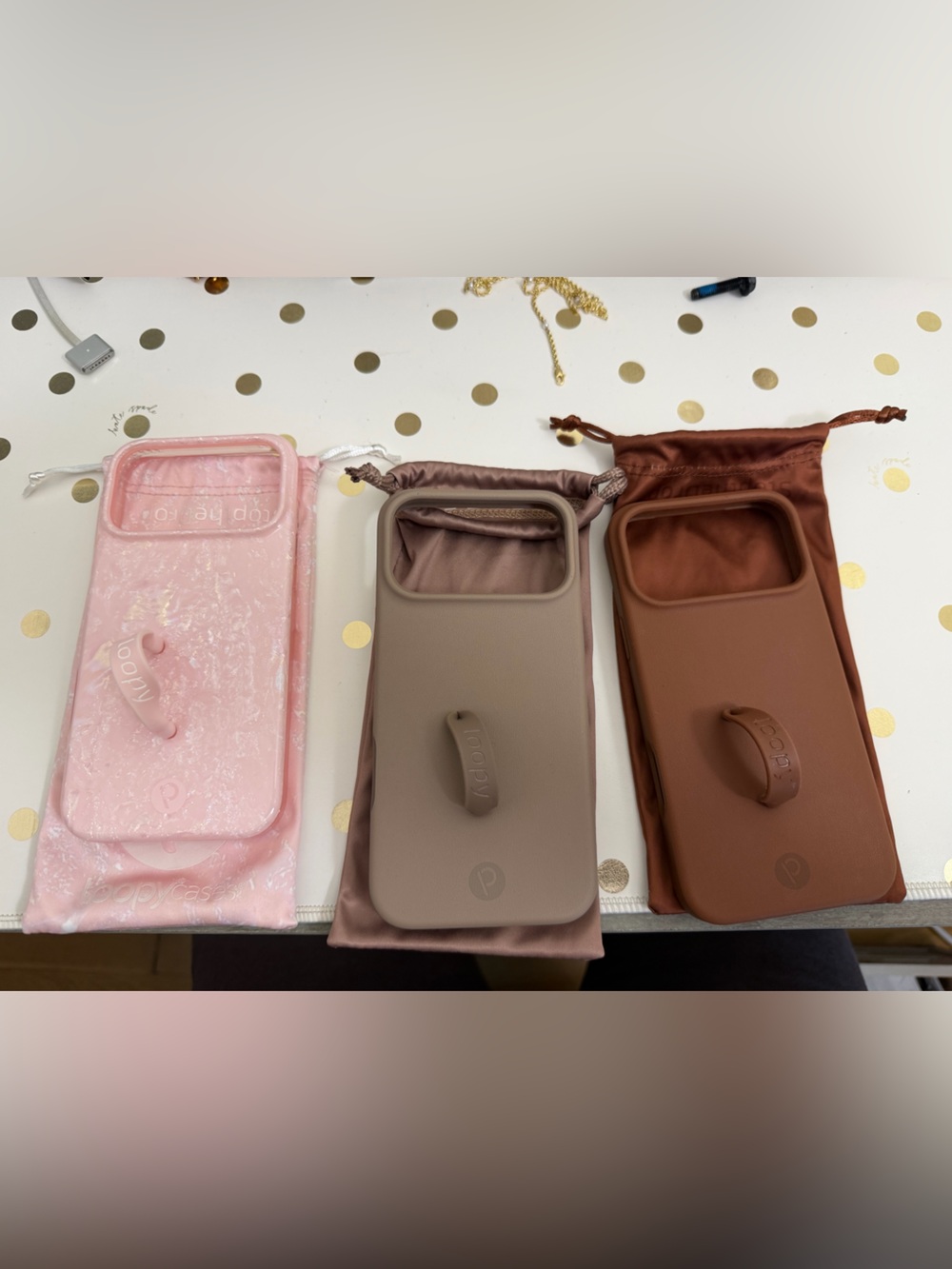 3 Loopy Cases for IPhone 17 Pro Max- Pink, Taupe, Brown